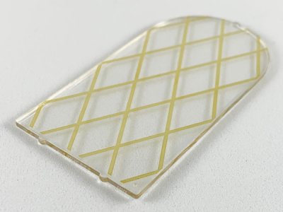 Glass for Door Frame 1 x 6 x 7 Arched with Notches and Rounded Pillars with Gold Lattice Pattern, 65066pb01 Trans-Clear U