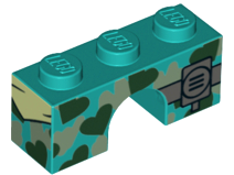 Arch 1 x 3 with Black and Silver Heart Camouflage and Radio Pattern, 4490pb04 Dark Turquoise U