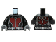 Torso Ant-Man Dark Red Body Suit with Silver Trim and Shoulder Belts Pattern / Black Arms / Dark Bluish Gray Hands, 973pb2022c01  