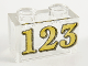 Brick 1 x 2 without Bottom Tube with Gold '123' Pattern, 3065pb16