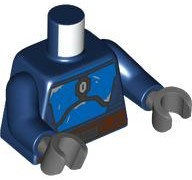 Torso SW Mandalorian Blue Beskar Armor, Reddish Brown Belt with Pouches and Dark Silver Buckle Pattern / Dark Blue Arms / Dark Bluish Gray Hands, 973pb5680c01 Dark Blue U