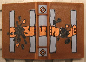 Minifigure, Utensil Book 2 x 3 with Lock and Black Ink Splotches Pattern (HP Tom Riddle's Diary), 33009pb001 Brown U
