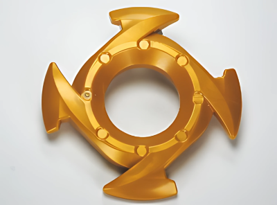 Деталь Lego Ring 4 x 4 with 2 x 2 Hole and 4 Arrow Ends (Ninjago Spinner Crown) 98341 Pearl Gold U