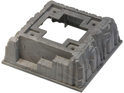Baseplate, Raised 16 x 16 No Studs with Cross Opening, 4 Holes, Marbled Red, Light Gray, Black Pattern, 53588pb01 Dark Bluish Gray U