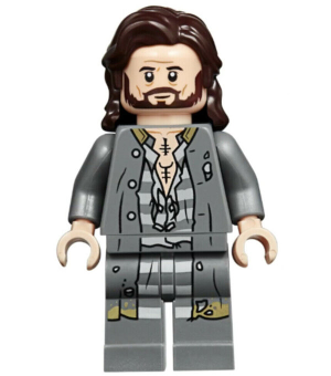 Минифигурка Lego Harry Potter Sirius Black - Dark Brown Hair, Dark Bluish Gray Jacket over Tattered Striped Shirt, Printed Legs hp174