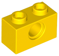 Technic, Brick 1 x 2 with Hole, 3700 Yellow N
