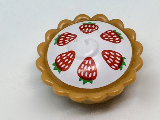 Pie with White Cream Filling and Six Red Strawberries with Green Leaves Pattern, 93568pb003 Medium Nougat U