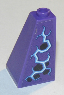Slope 75 2 x 2 x 3 Double Convex with Dark Purple Spots and Medium Blue and White Electricity Pattern Model Right Side (Sticker) - Set 70353, 3685pb02R Dark Purple U