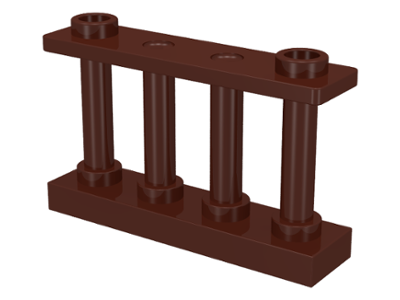 Деталь LEGO Fence 1 x 4 x 2 Spindled with 2 Studs 30055 Brown U