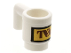 Minifigure, Utensil Cup with Reddish Brown TVA Logo on Gold Rectangle Pattern, 3899pb009  
