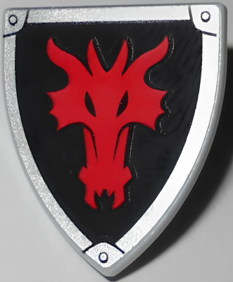 Деталь LEGO Щит Lego Minifigure, Shield Triangular with Red Dragon Head on Black Background Pattern 3846pb035 U