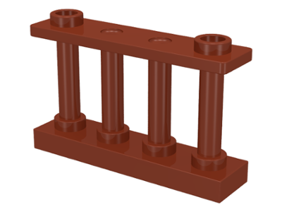Деталь LEGO Fence 1 x 4 x 2 Spindled with 2 Studs 30055 Reddish Brown U