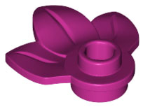 Plant Plate, Round 1 x 1 with 3 Leaves, 32607 Magenta N