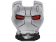 Minifigure, Visor Top Hinge with Silver Face Shield, Red Eyes, and Dark Bluish Gray Lines Pattern, 10908pb11  