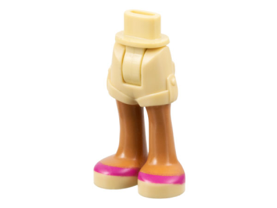 Mini Doll Hips and Shorts Folded Hem with Medium Nougat Legs and Tan Shoes with Magenta Stripes Pattern - Thick Hinge, 11202c00pb04 Tan U