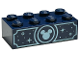 Brick 2 x 4 with Metallic Light Blue Mickey Mouse Head, Circles and Sparkles Pattern on Both Sides, 3001pb198