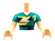 Torso Mini Doll Man Dark Turquoise Shirt with Dark Blue Triangles Pattern, Light Nougat Arms with Hands with Dark Turquoise Sleeves, FTMpb056c01