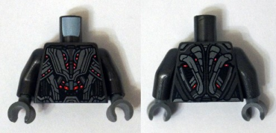 Torso Armor Robot with Light Bluish Gray Panels and Red Lights Pattern / Pearl Dark Gray Arms / Dark Bluish Gray Hands, 973pb1944c01 Pearl Dark Gray U
