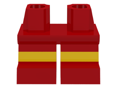Legs Short with Molded Horizontal Yellow Stripes Pattern, 41879pb001 Red U