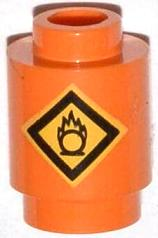 Brick, Round 1 x 1 with Fire Danger Sign Pattern, 3062pb043