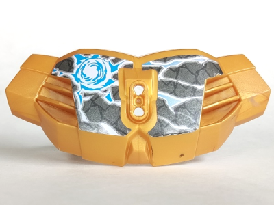 Hero Factory Chest Armor Large with Blue and White Chi and Fractures on Dark Gray Pattern (Stickers) - Set 70202, 98604pb02 Pearl Gold U