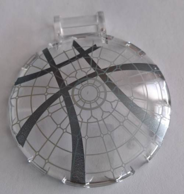 Dish 6 x 6 Inverted with Bar Handle with Sanctum Sanctorum Window with Seal of the Vishanti Dark Bluish Gray Circle with Curved Stripes Pattern, 18675pb15 Trans-clear U
