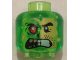 Minifigure, Head Alien Split Face Angry, Normal Left Side with Yellow Skin and Stubble, Burned Right Side with Red Eye Pattern, 3626pb1346  