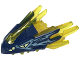 Dragon Head (Ninjago) Jaw with Spikes, 4 Studs and 2 Bar Handles with Molded Dark Blue Face and Printed Bright Light Yellow Eyes and Metallic Light Blue Markings Pattern, 100588pb03