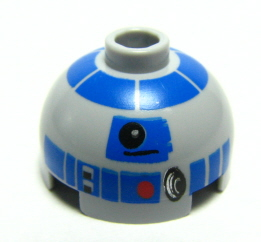 Brick, Round 2 x 2 Dome Top with Blue Pattern (R2-D2), 553pb004