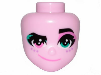 Mini Doll, Head Friends with Left Eye Turquoise, Right Eye Pink, Raised Left Eyebrow, Freckles and Crooked Smile Pattern (Sweet Mayhem), 44348 Bright Pink U
