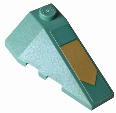 Wedge 4 x 2 Triple Right with Gold Arrow on Sand Green Background Pattern (Sticker) - Set 70612, 43711pb16 Sand Green U