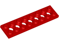 Technic, Plate 2 x 8 with 7 Holes, 3738 Red N