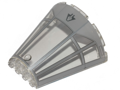 Cone Half 8 x 4 x 6 with Millennium Falcon Cockpit Pattern 2, 47543pb05 Trans-clear U