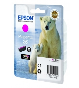 Картридж Epson 26 Magenta пурпурный оригинальный XP-600, XP-605, XP-700, XP-800 C13T26134010