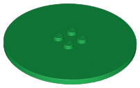 Tile, Round 8 x 8 with 4 Studs in Center, 6177 Green U