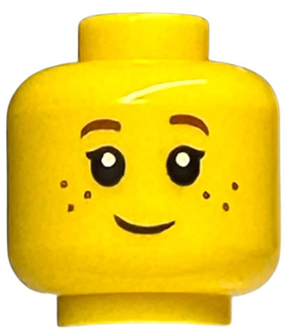 Голова Lego Minifigure, Head Child, Black Eyelashes, Dark Red Eyebrows, Freckles Pattern - Hollow Stud 3626cpb0690