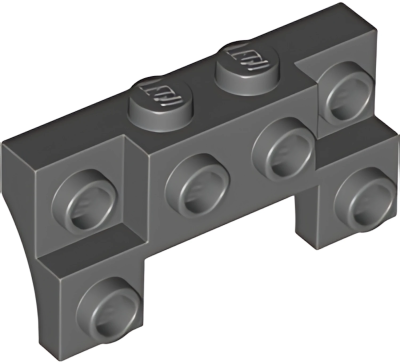 Деталь LEGO Brick, Modified 2 x 4 - 1 x 4 with 2 Recessed Studs and Thin Side Arches 14520 Dark Bluish Gray U