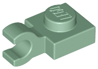 Plate, Modified 1 x 1 with Open O Clip (Horizontal Grip), 61252 Sand Green U