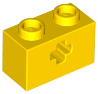 Technic, Brick 1 x 2 with Axle Hole, 32064 Yellow N