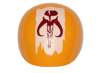 Large Figure Armor, Round, Smooth with Dark Red SW Mandalorian Insignia Pattern (Boba Fett), 21560pb05 Bright Light Orange U