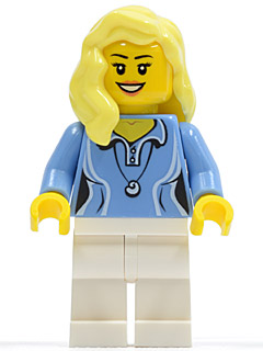 Минифигурка LegoMedium Blue Female Shirt with Two Buttons and Shell Pendant, White Legs, Bright Light Yellow Female Hair over Shoulder cty0346 used