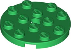 Plate, Round 4 x 4 with Hole, 60474 Green U