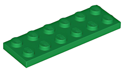 Деталь LEGO Plate 2 x 6 3795 Green U