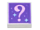 Tile 1 x 1 with Bright Pink Question Mark and Bright Light Blue Sparkles on Dark Purple Background Pattern, 3070pb192  