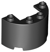 Cylinder Half 2 x 4 x 2 with 1 x 2 Cutout, 24593 Black U