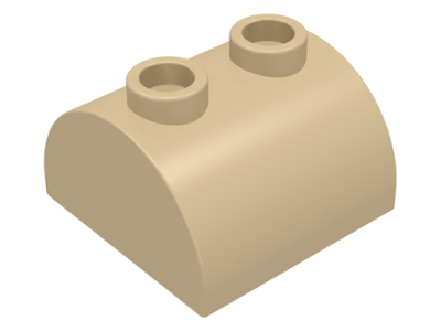 Slope, Curved 2 x 2 Double with 2 Hollow Studs, 30165 Tan N