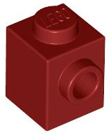 Brick, Modified 1 x 1 with Stud on Side 87087 Dark Red U