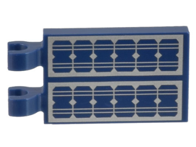 Tile, Modified 2 x 3 with 2 Clips with Solar Panels Pattern, 30350bpb105 Dark Blue U