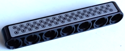 Technic, Liftarm Thick 1 x 7 with Black and Silver Tread Plate with Circles Pattern (Sticker) - Set 42106, 32524pb068 Black U