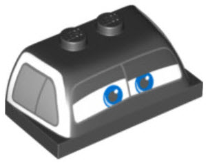 Windscreen 2 x 4 x 1 1/3 with Blue Eyes on White Background and Silver Windows Pattern, 30841pb02 Black U